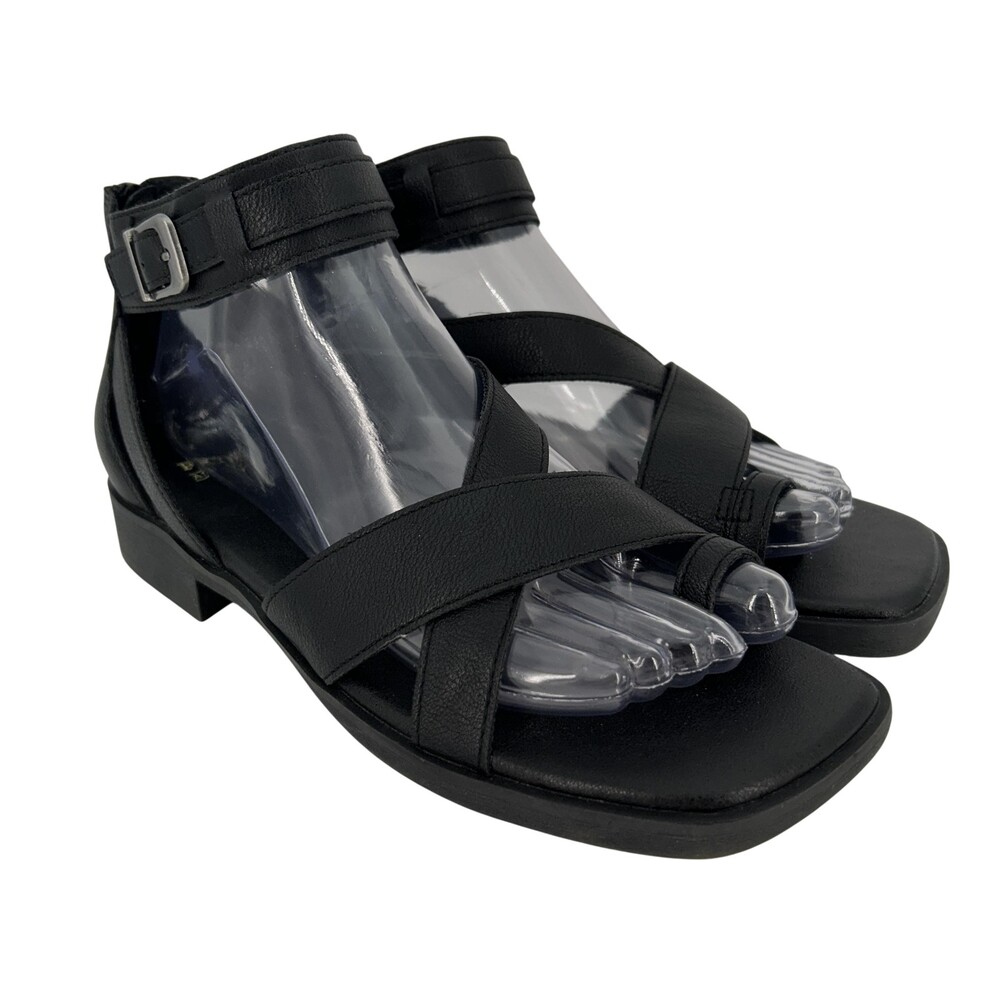 Frye & Co. Sandals Shoes Womens Size 8 Tallu Black Gladiator Ankle Zip Strappy